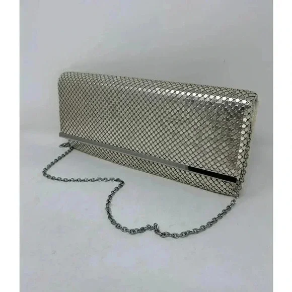 Jessica McClintock Vintage‎ Silver Mesh Purse Clutch 80's - Picture 6 of 14